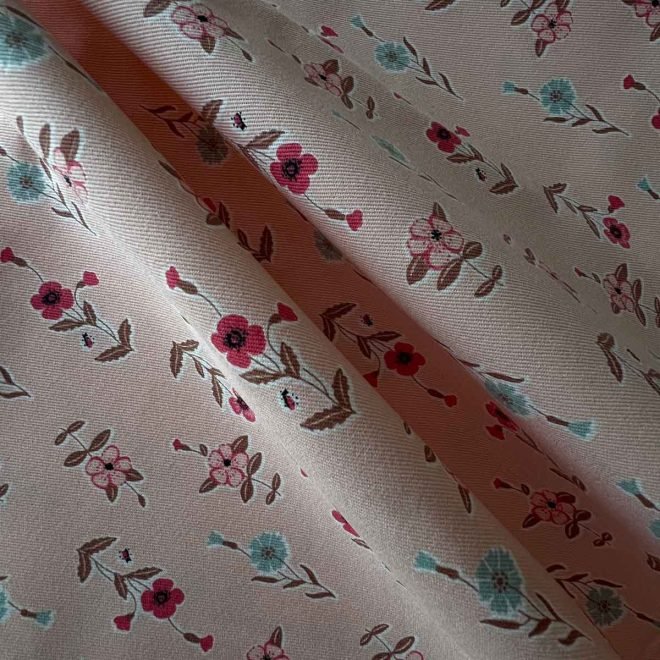 100%Cotton Fabric textiles twill brushed flower print fabric for garment, apparel, coat -001