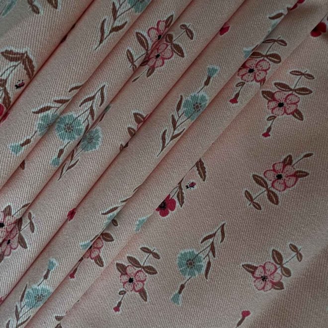 100%Cotton Fabric textiles twill brushed flower print fabric for garment, apparel, coat -003