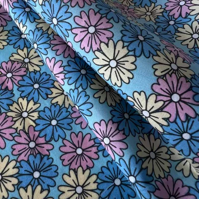 100%Cotton poplin printed flower fabric woven textiles for shirt-004