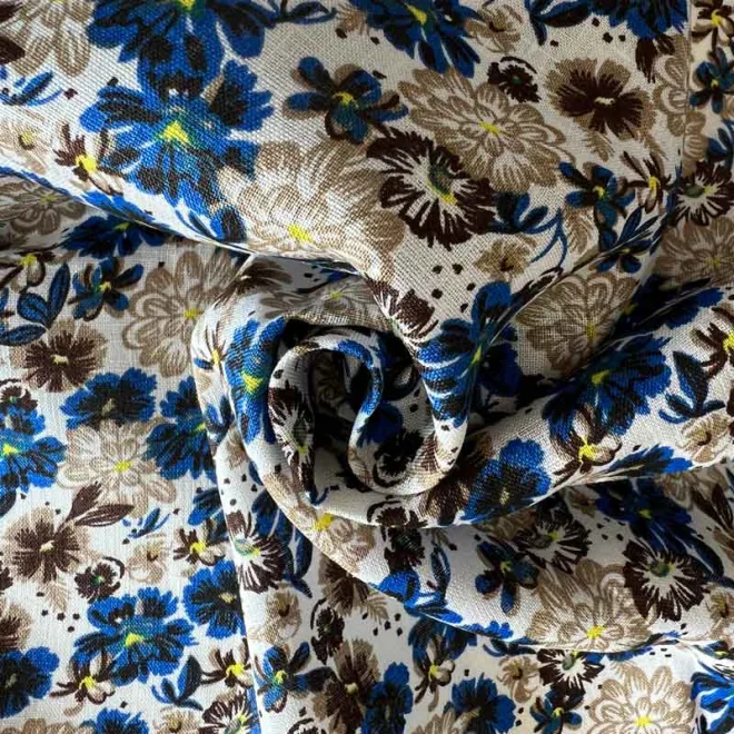 100%Linen fabric woven textiles printed fabric for blouse, shirt, skirt-001