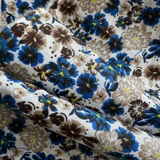 100%Linen fabric woven textiles printed fabric for blouse, shirt, skirt-002